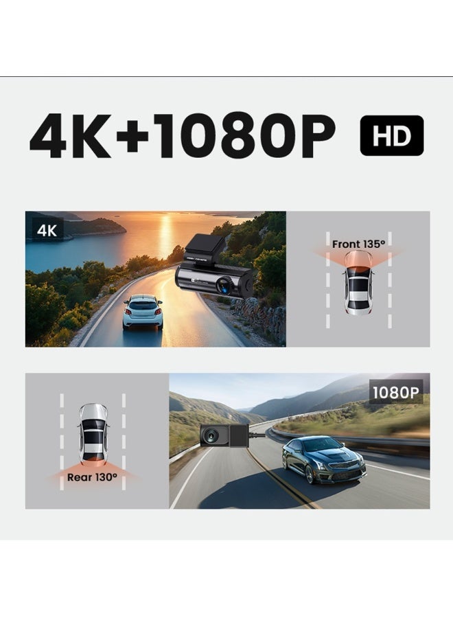 4K 3.2 Inch Hidden Mini Dash Cam With Front and Rear Wifi GPS FHD 2160P Rear View Camera Night Vision Auto Camera for Car - Image 3