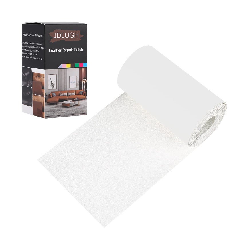 JDLUGH Sofa Leather Repair Patch Tape 35x60 Inch Large Self Adhesive Leather Sofa Car Seat Leather Furniture Vinyl Repair Patch Kit 35x60 Inch White