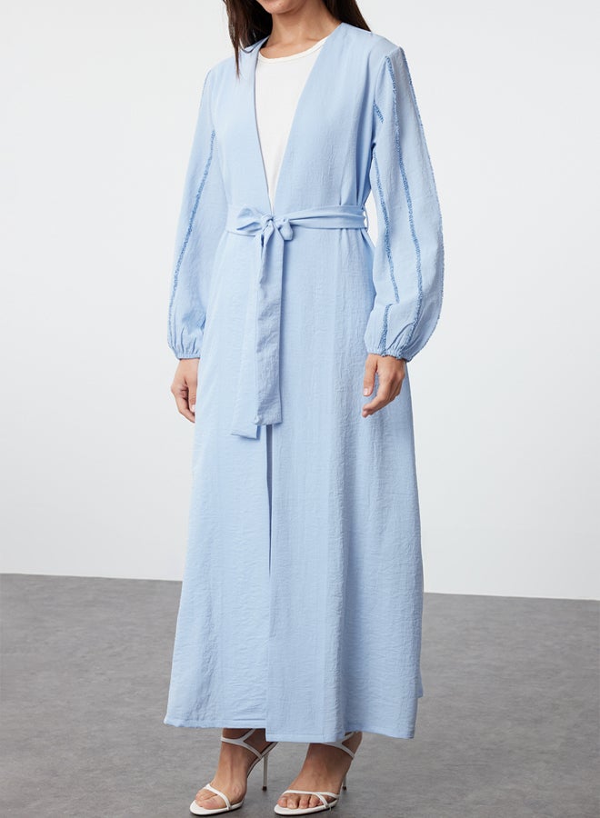 trendyol Blue Glitter Detailed Woven Cap & Abaya & Abaya TCTSS24KF00035 - Image 4