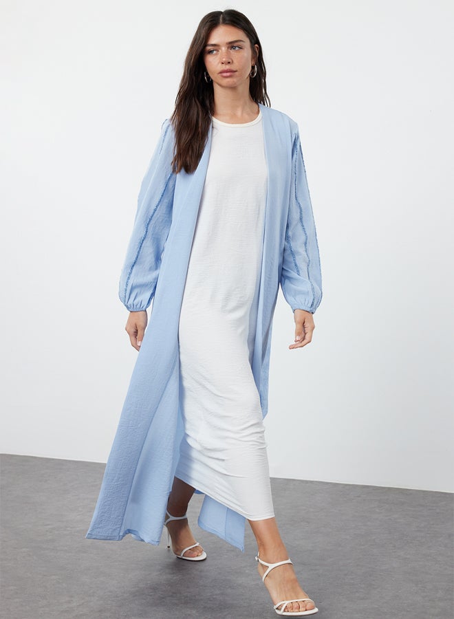 trendyol Blue Glitter Detailed Woven Cap & Abaya & Abaya TCTSS24KF00035 - Image 2