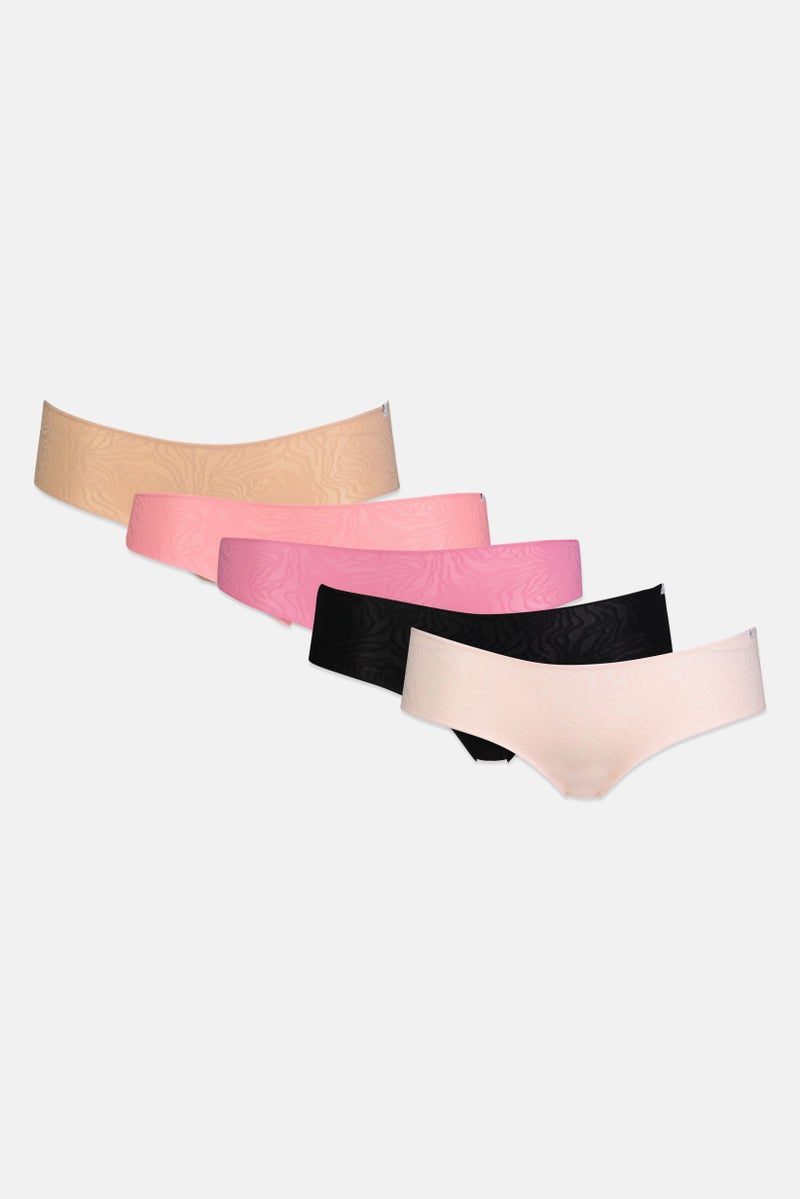 BCBGeneration Women 5 Pieces Textured Pull On Hipster Panties, Multicolor - Image 1