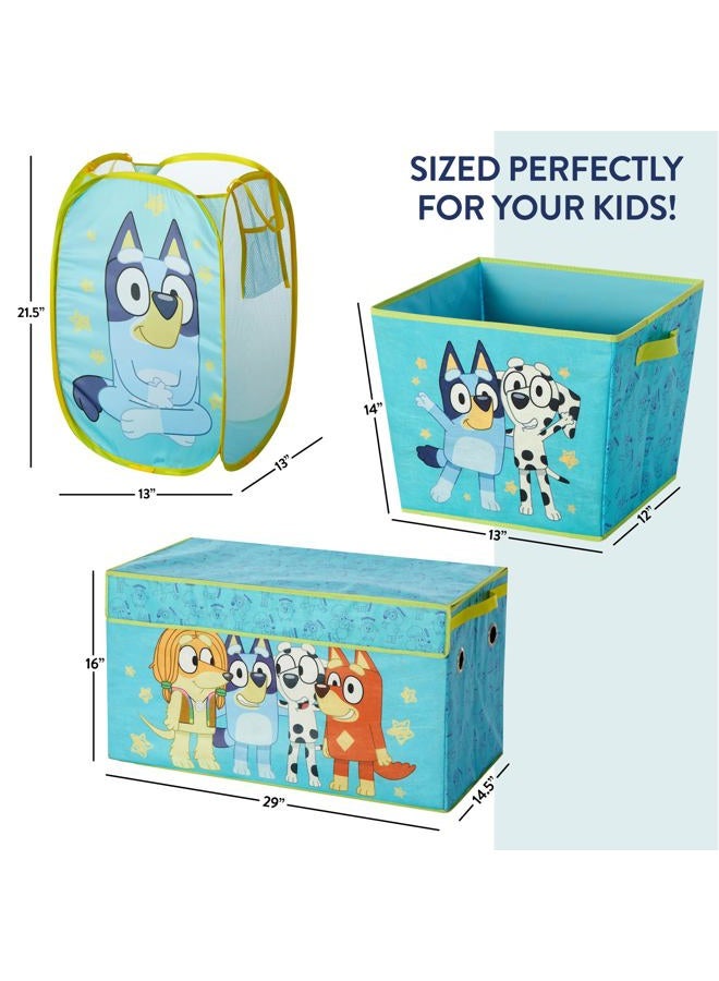Idea Nuova Bluey 4 Piece Storage Solution Set with Pop Up Hamper, Collapsible Storage Trunk and 2 Nestable Storage Bins - Image 2