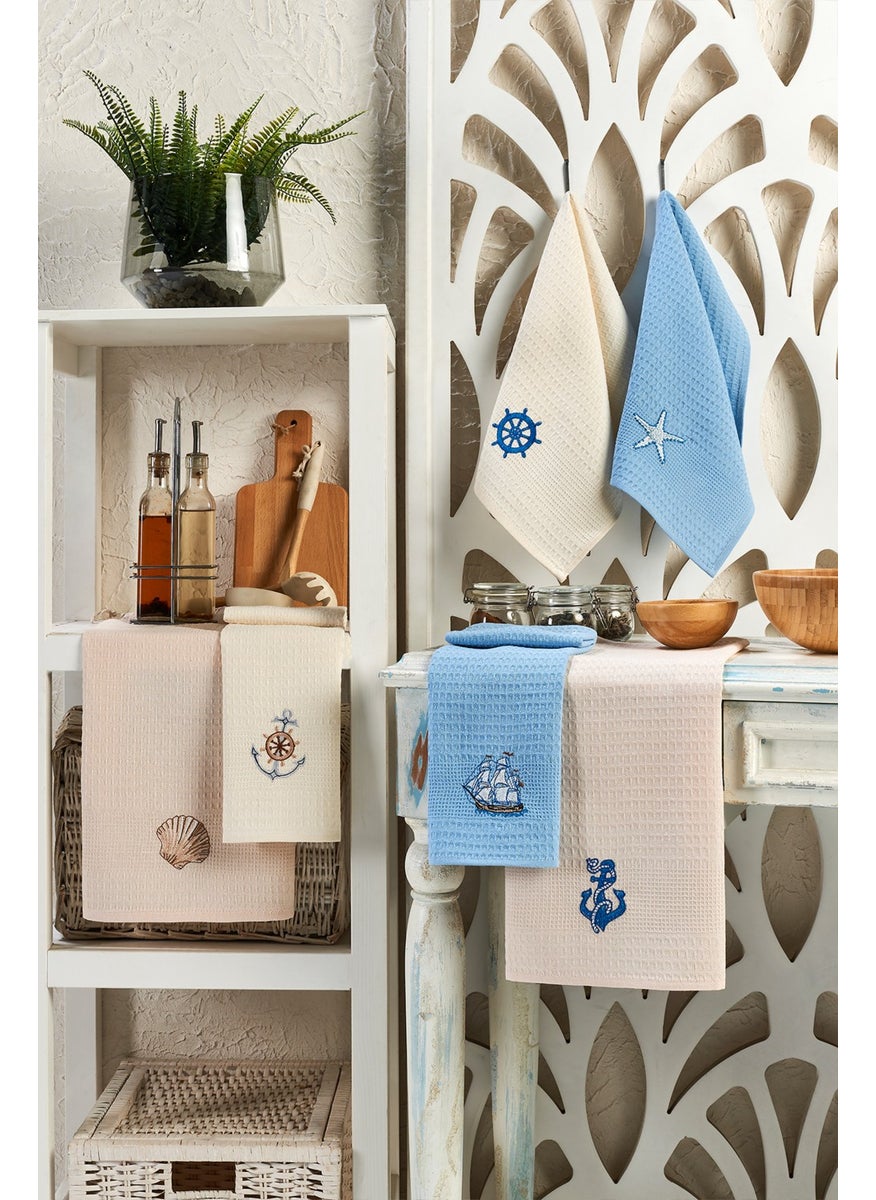 Eponj Home 6 Piece Drying Napkin Embroidered 40X60 Marine  - Image 1