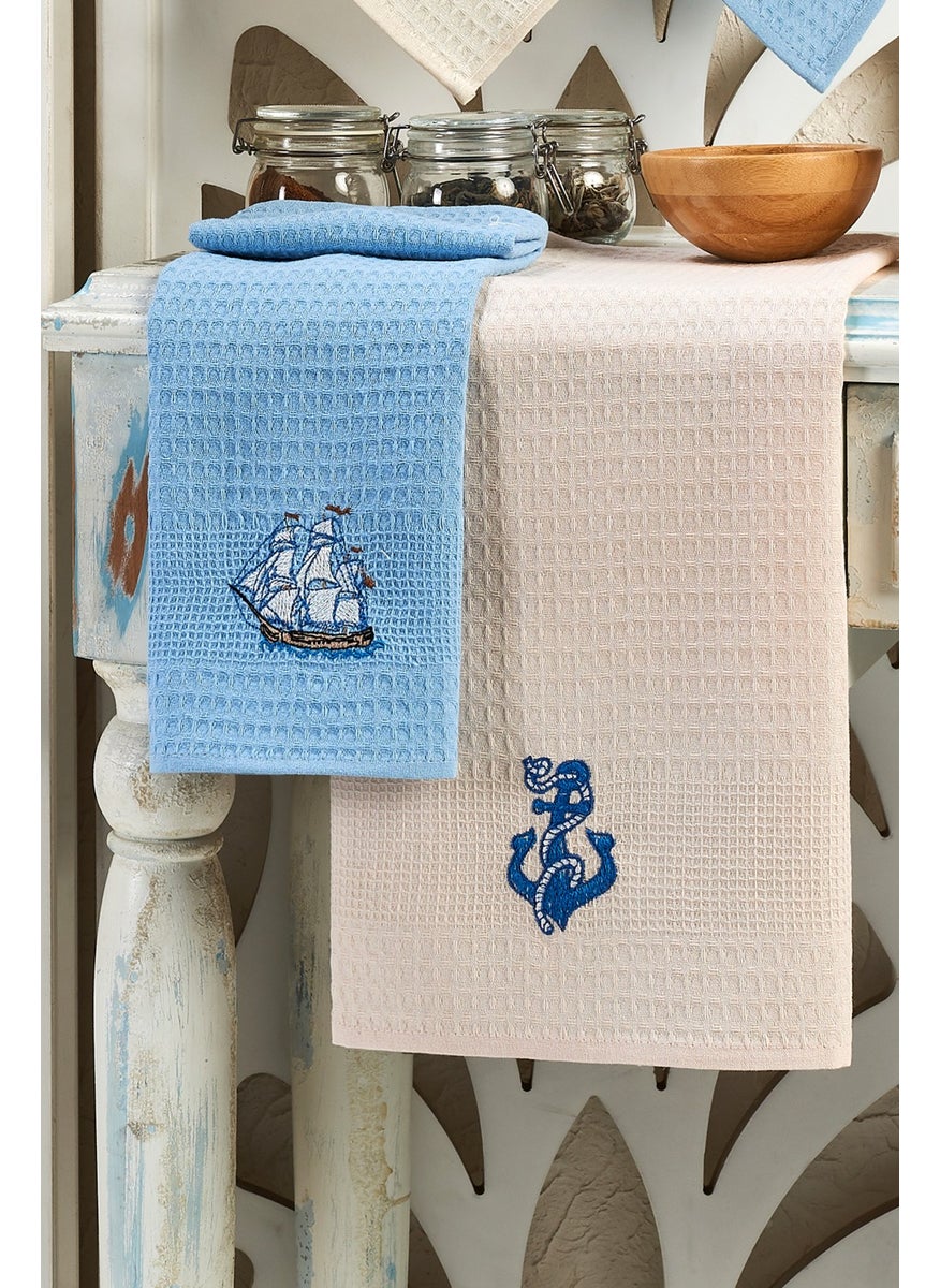 Eponj Home 6 Piece Drying Napkin Embroidered 40X60 Marine  - Image 5