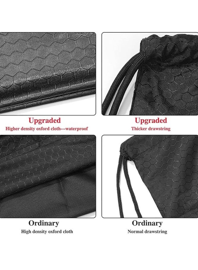 HW Waterproof Drawstring Backpack with Zipper Pocket, Gym Drawstring Bag for Men and Women, Basketball and Shoe Bag, Oxford Fabric Large Capacity Multi-Functional Bag - Image 4
