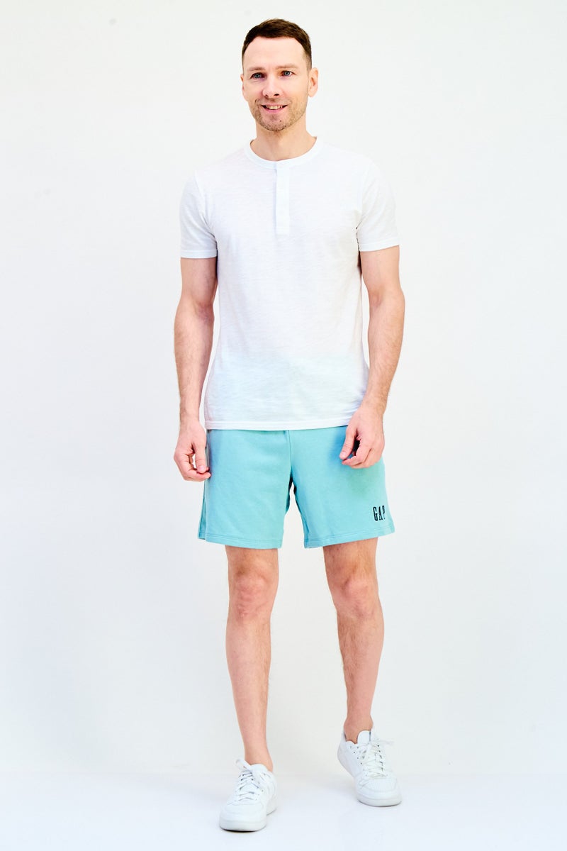 GAP Men Embroidered Logo Basic Shorts, Light Turquoise - Image 4