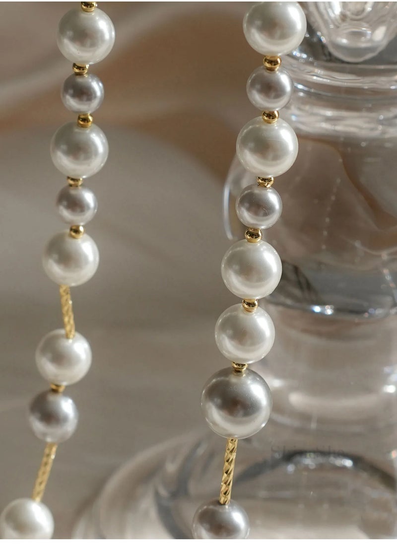 ShineShe - New Vintage Gold and Gray Mixed Pearl Bead Necklace(10mm+8mm),ShineShe - Image 1