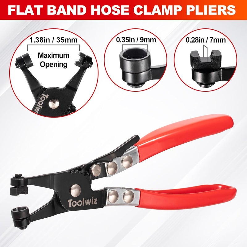 Toolwiz 6 pcs Fuel Line Pliers Set, Hose Clamp Plier, Panel Removal Tool, Hose Removal Plier, 30 Degree Push Pin Pliers, 2 pc 9" Electrical Disconnect Tool for Automotive Repair with Storage Bag - Image 2