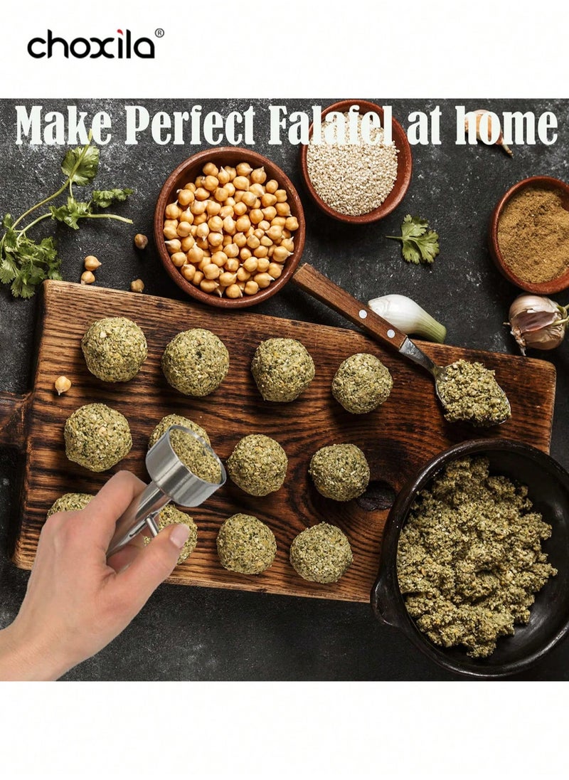 choxila - 1pc Falafel And Meatball Maker Scoop, Stainless-Steel, Baller Scoop Mold, For Kitchen, Dining   Room, Afternoon Tea - Image 1