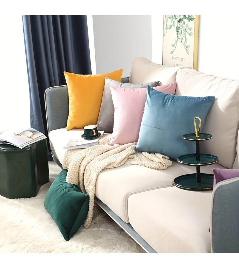 Old Style Red Velvet Decorative Sofa Cushion Cover Soft Square Pillowcase - Image 5