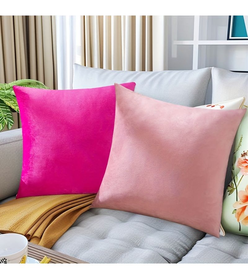 Old Style Red Velvet Decorative Sofa Cushion Cover Soft Square Pillowcase - Image 2