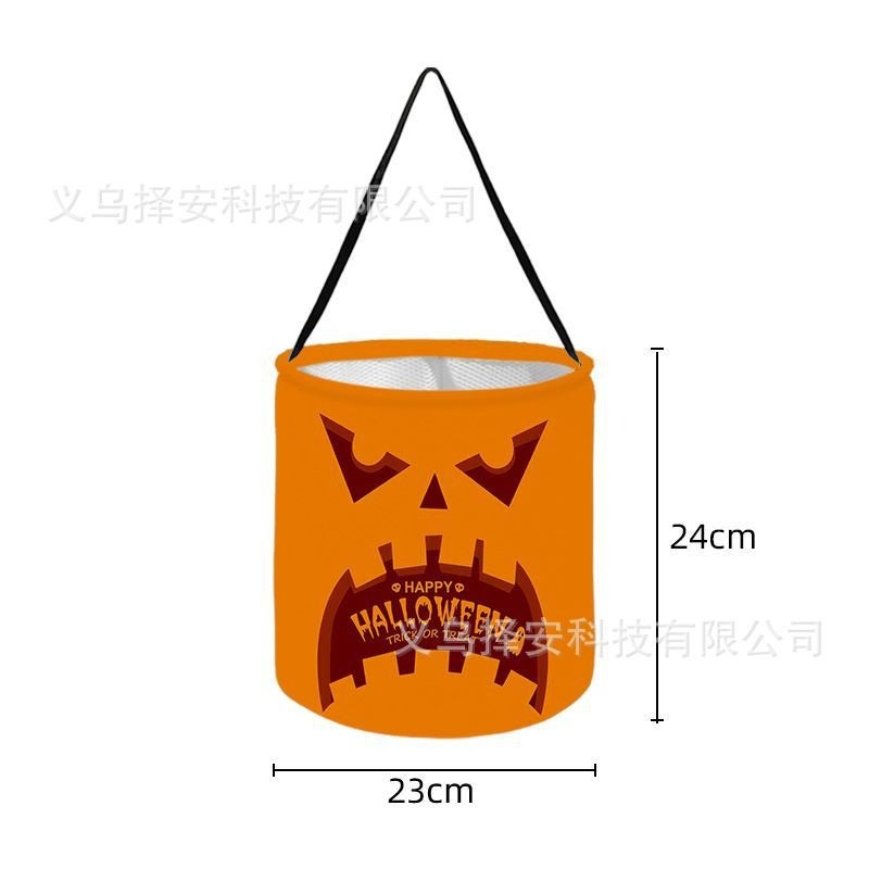 Ze An Halloween Candy Bucket with Pumpkin Ghost Design, LED Light-Up Trick-or-Treat Bag for Children's Day - Image 1