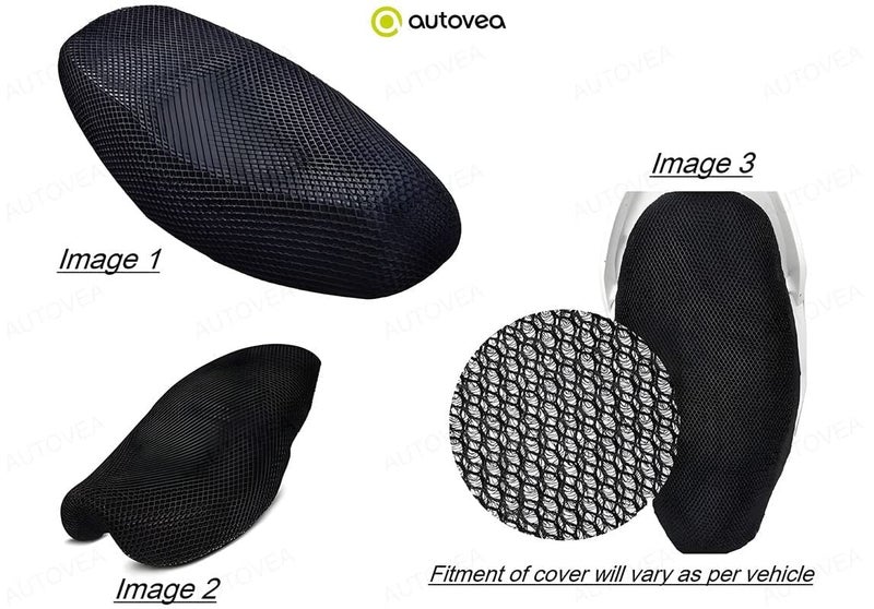 Autovea Anti-Slip 3D Nylon Mesh Stretchable Net Bike/Scooty Seat Cover Cushion (Black) Compatible with Yamaha FZ-S V3.0 - Image 4