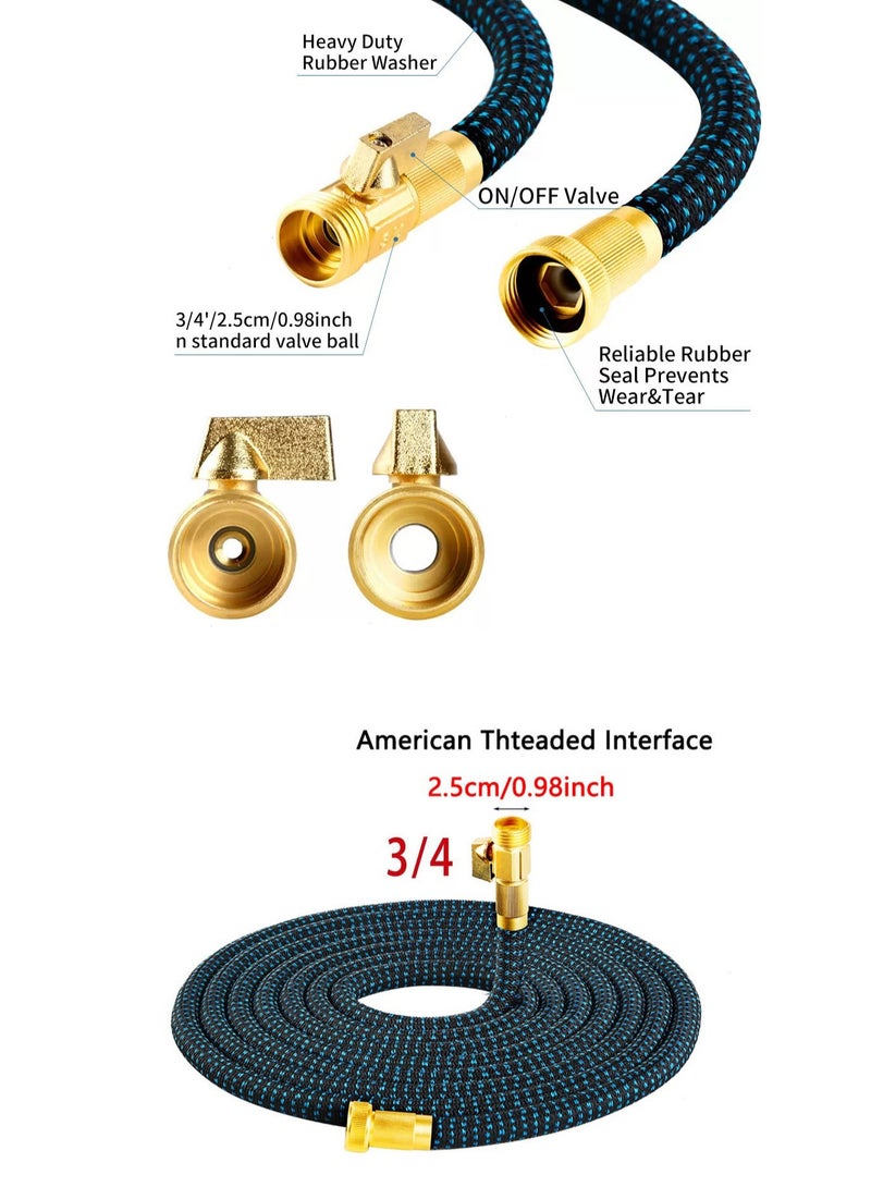 Manhua 50 ft expandable garden hose,with 10 function nozzle spray,light flexible water pipe,with durable foldable latex core and solid brass fittings - Image 2