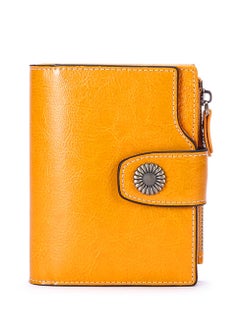mriya Vintage Yellow Women's Leather Small Wallet RFID Shielded with Zip Pocket  - Image 1
