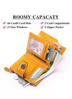 mriya Vintage Yellow Women's Leather Small Wallet RFID Shielded with Zip Pocket  - Image 2