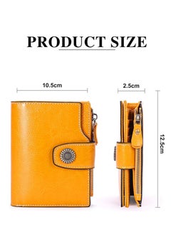mriya Vintage Yellow Women's Leather Small Wallet RFID Shielded with Zip Pocket  - Image 3
