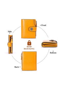 mriya Vintage Yellow Women's Leather Small Wallet RFID Shielded with Zip Pocket  - Image 4
