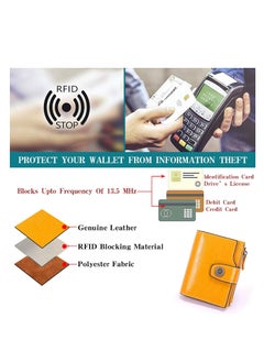 mriya Vintage Yellow Women's Leather Small Wallet RFID Shielded with Zip Pocket  - Image 5