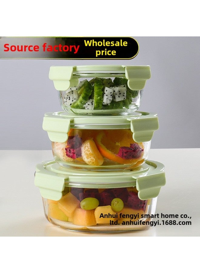 Portable Transparent Lunch Box Microwave Oven Preservation Box Soup Bowl Refrigerator Special Lid High Temperature Resistant Lunch Box Lunch Box White-Specifications:Rock Blue Great Circle 950  - Image 3