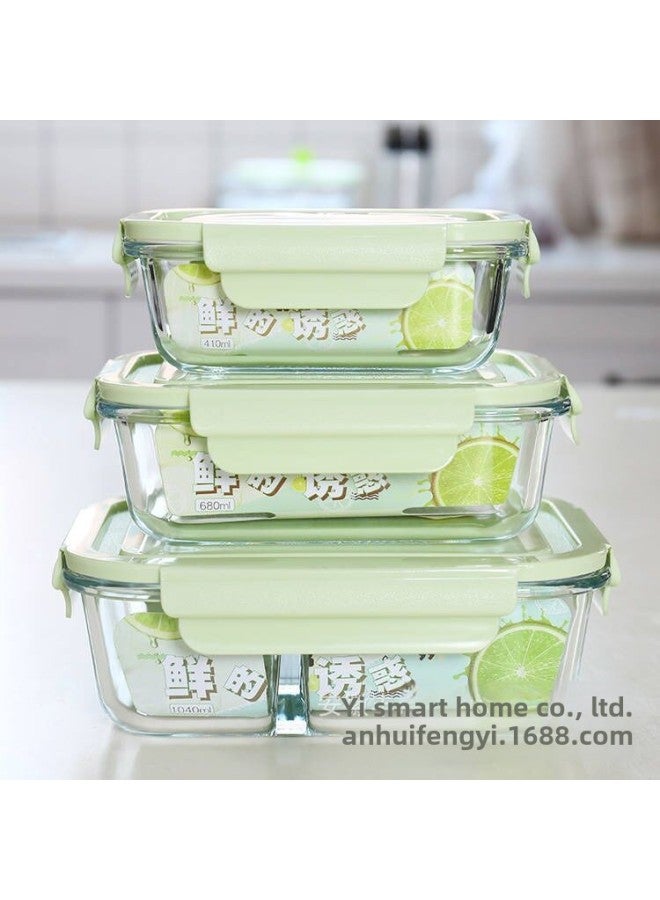 Portable Transparent Lunch Box Microwave Oven Preservation Box Soup Bowl Refrigerator Special Lid High Temperature Resistant Lunch Box Lunch Box White-Specifications:Rock Blue Great Circle 950  - Image 4