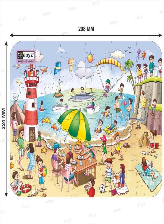 ABYZ Wooden Jigsaw Puzzles for Kids,Beach Jigsaw Puzzle for Kids of Age 4-6 Years, 36 Pcs Puzzle - Image 2