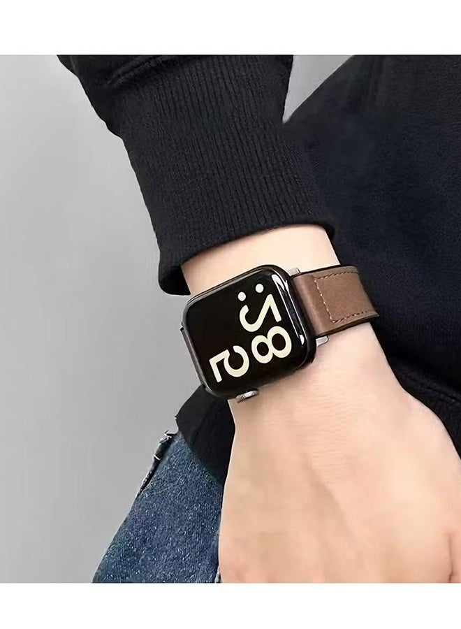 Happy D Watch Band Compatible for Apple Watch Series Band 38mm 40mm 41mm 42mm women, Genuine Leather Double Tour Designed Slim Replacement Strap for iWatch Series10 9 8 7 6 SE, Brown - Image 3