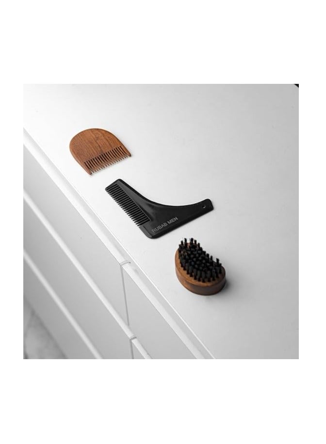 RUBAB MEN Premium Beard Grooming Kit of 3 | Beard Brush, L Shaper Shaping Tool & Beard Comb for Men | Also Comes with Carry Pouch | Made in India - Image 5
