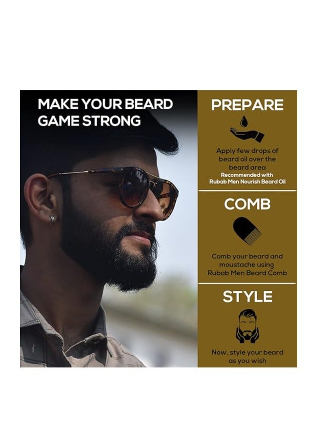 RUBAB MEN Premium Beard Grooming Kit of 3 | Beard Brush, L Shaper Shaping Tool & Beard Comb for Men | Also Comes with Carry Pouch | Made in India - Image 4