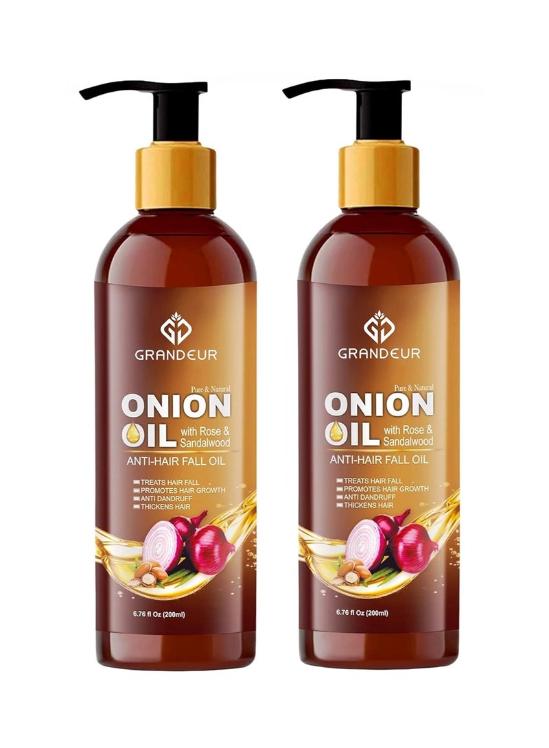Grandeur pack of 2 200ml Onion Hair Oil For Hair Fall - Image 1