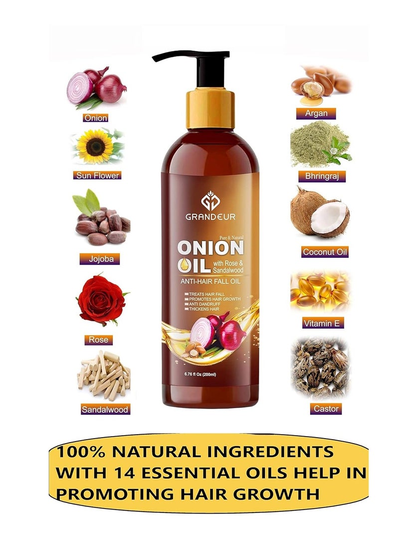 Grandeur pack of 2 200ml Onion Hair Oil For Hair Fall - Image 4