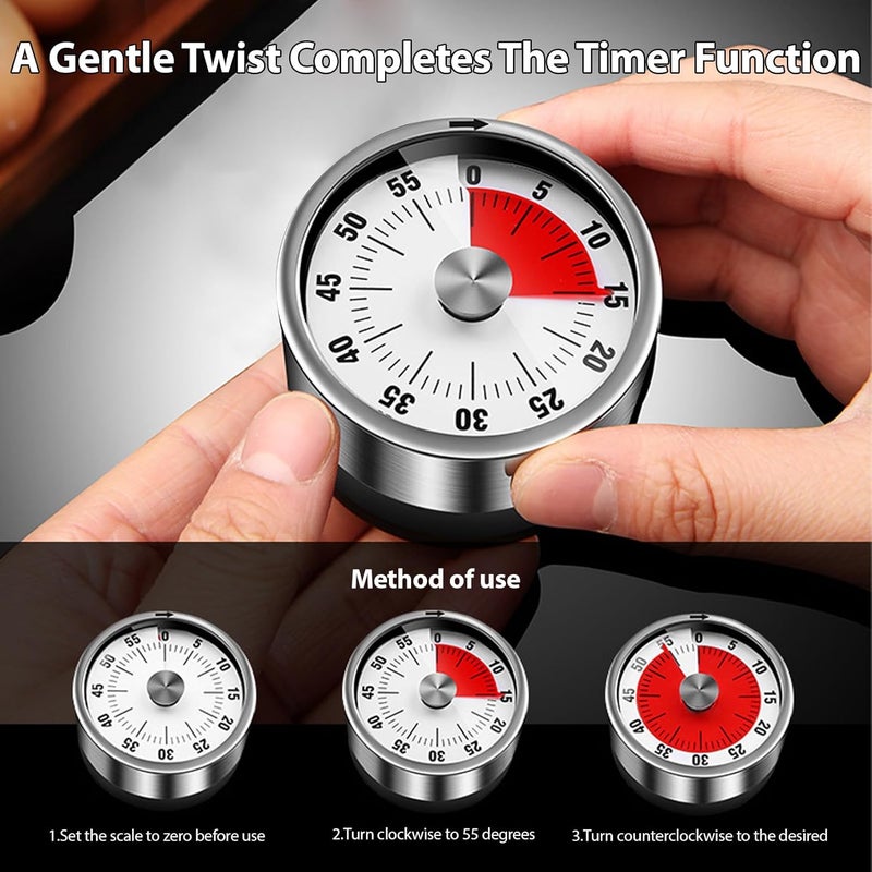 Visual Kitchen Timer Magnetic Mechanical Loud Alarm Reminder Tool for Cooking Baking Learning - Image 3