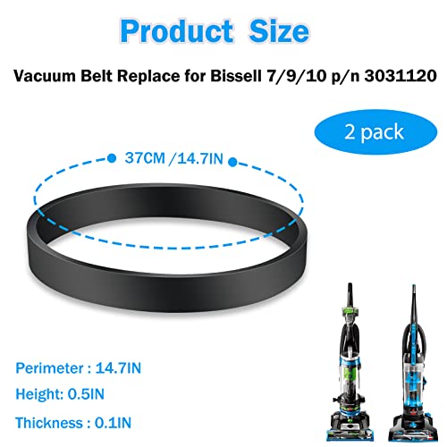 ATUOE Vacuum Belt for Bissell Style 7/9/10 P/N 3031120 2252 2254 2259 1793, Vacuum Cleaner Belts Replacement Belt for Powerforce Helix Cleanview Powerlifter Swivel Rewind, Replace Part 2031093,3031123,32074 - Image 2
