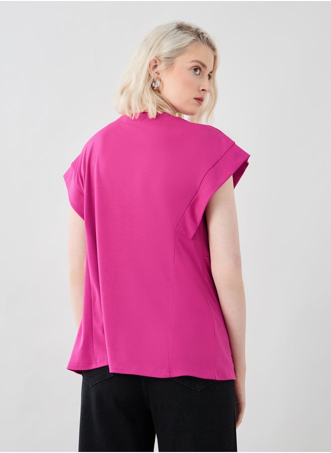 Take Two Take Two Solid Pleated Longline Blouse with Zipped Detail  - Image 4