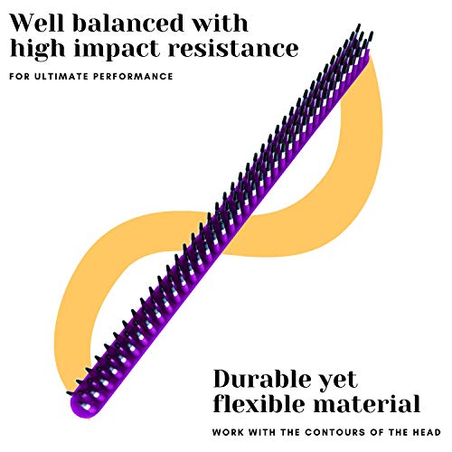 Scarlet Line Professional 3 Row Styling and Detangling Wet Hair Comb, Tame and Tease Hair Comb for Men and Women Hair Back Coming, Purple - Image 4