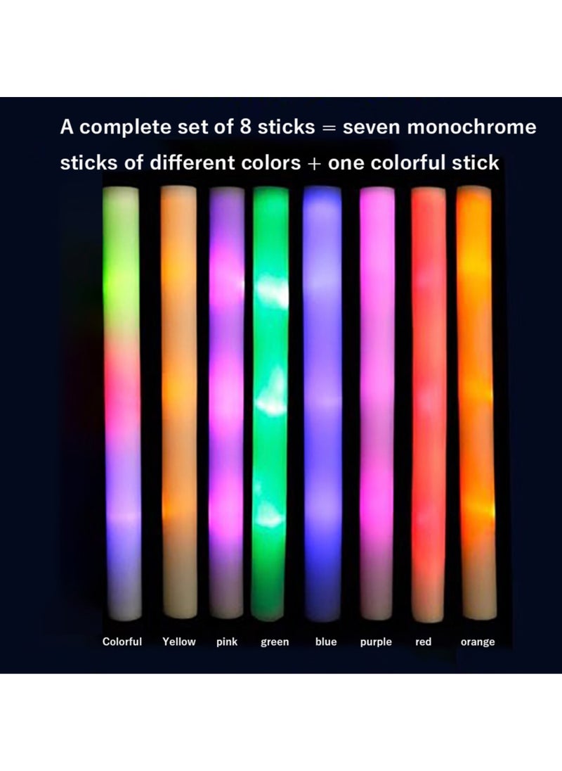 ELIKLIV - 【Explosive Luminous Party Supplies】7 colors plus 1 flashing foam glow stick, light up all kinds of parties! It is suitable for weddings, birthdays, concerts and other scenes, and is a must-have for holiday seasons. Reusable, easily replaceable battery, lasts 6 - 8 hours. Safe and environmentally friendly, 3 years old+ available, easy to operate and protected, - Image 1