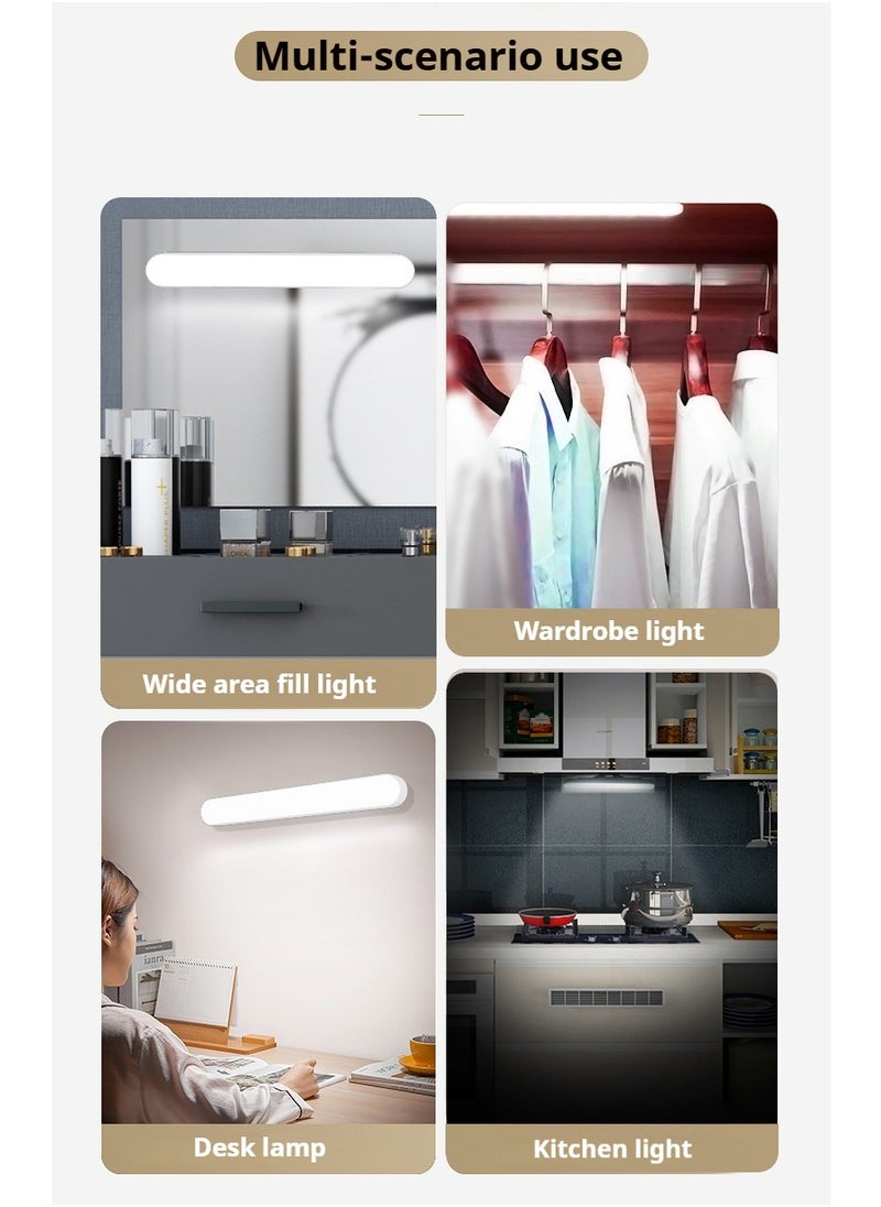 Touch Rechargeable Under Cabinet LED Light, 32Cm,  With Remote Control, Dimmable With 3 Color Modes, USB-Powered, Ideal For Wall Shelves, Closets, Mirrors, Bedside And Kitchen Lighting, White