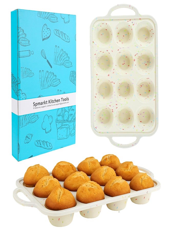 Spmarkt 12-Cup Silicone Muffin Pan, Nonstick Cupcake Baking Tray with Handles, Food Grade Silicone Muffin Tin for Baking Egg Bites & Cupcakes - Image 1