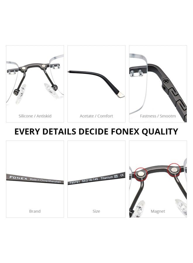 FONEX Pure Titanium Glasses Frame Men Square Magnet Clip On Eyeglasses with Polarized Lens (F85761 Black) - Image 4