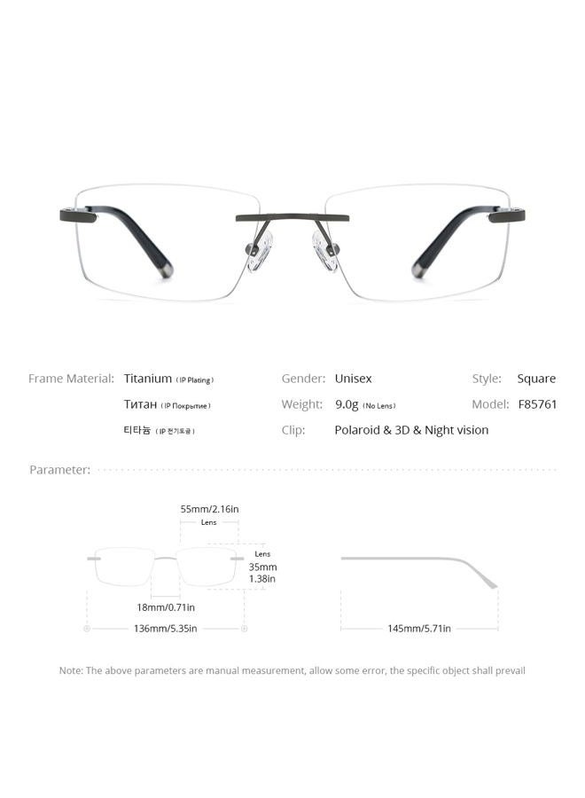 FONEX Pure Titanium Glasses Frame Men Square Magnet Clip On Eyeglasses with Polarized Lens (F85761 Black) - Image 3