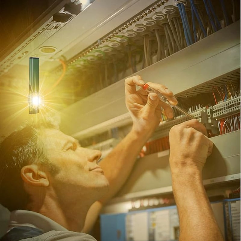 Green Portable LED Flashlight USB Rechargeable Clip On Light For Hiking Camping Travel Car Emergency - Image 1