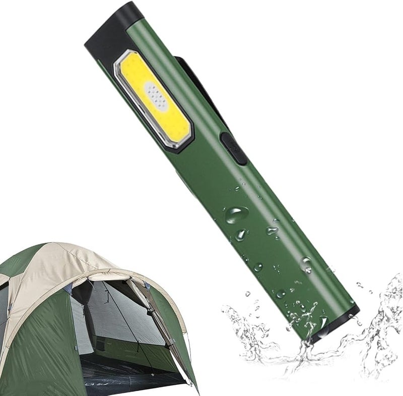 Green Portable LED Flashlight USB Rechargeable Clip On Light For Hiking Camping Travel Car Emergency - Image 4