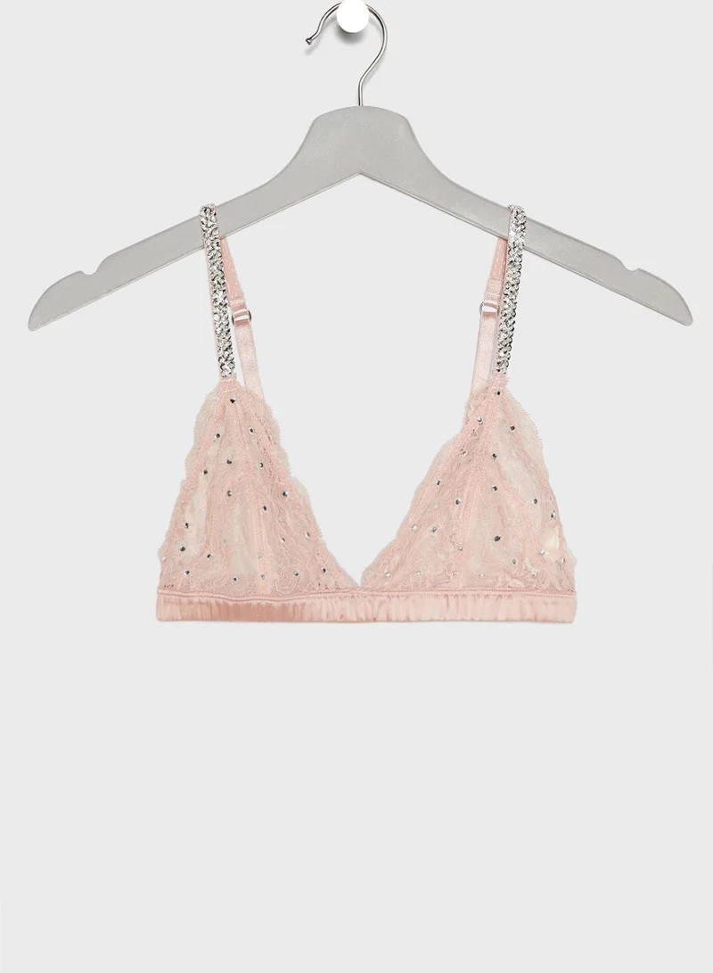 TOPSHOP Diamante Triangle Plunge Bra