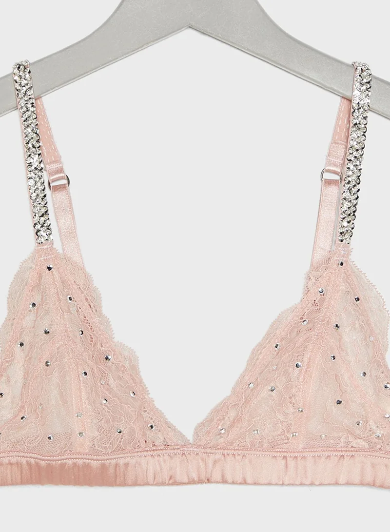 TOPSHOP Diamante Triangle Plunge Bra