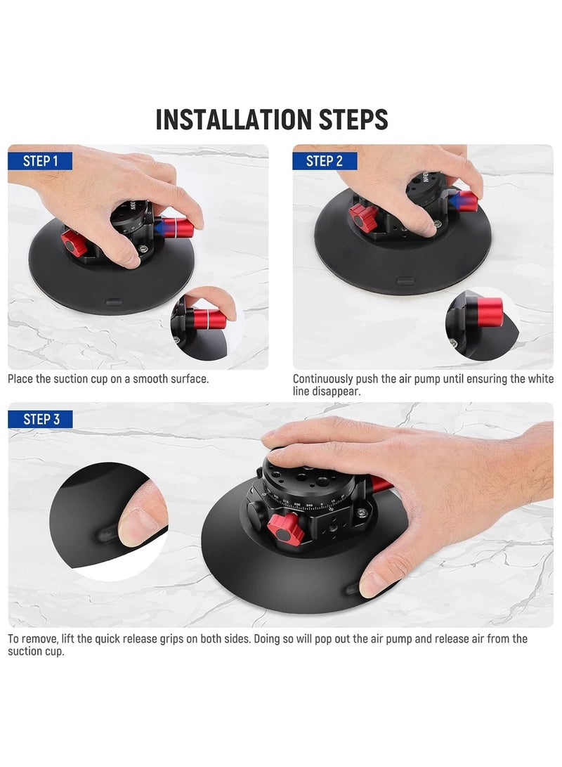 NEEWER 6" Camera Suction Cup Mount with Ball Head Magic Arm for Car Windshield, Dash, Action Cameras, Smartphones & ARRI Mounting Holes CA013 - Image 5