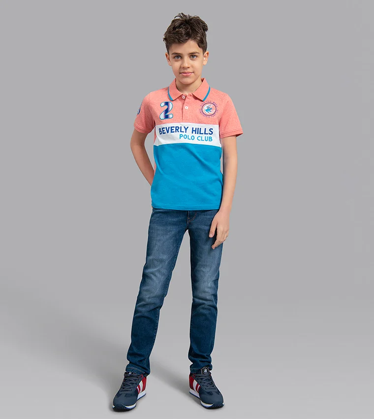 BEVERLY HILLS POLO CLUB Colour Blocked Short Sleeves Polo T-Shirt