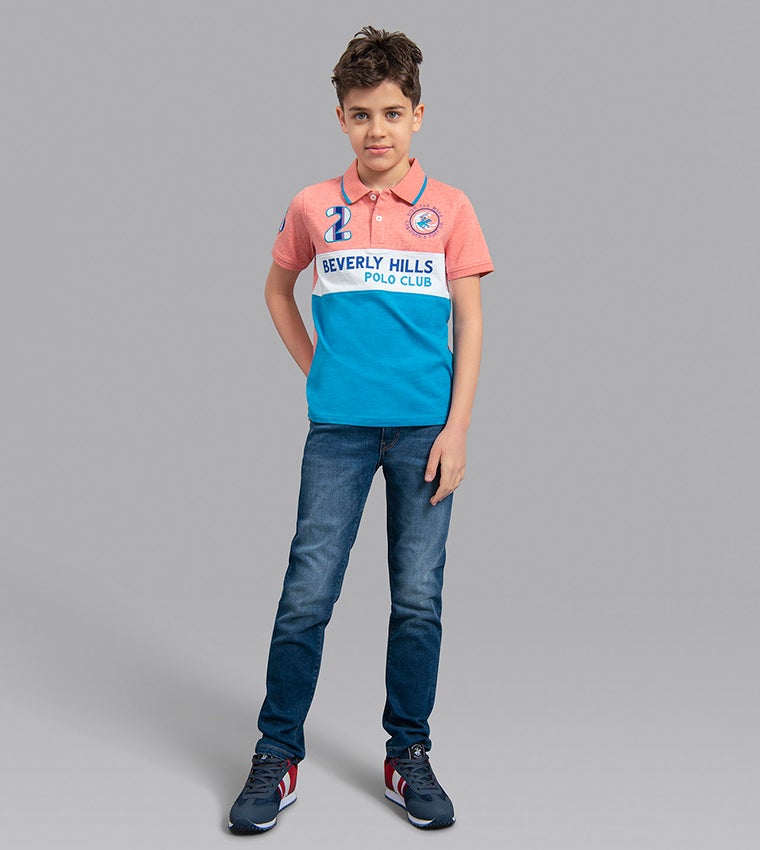 BEVERLY HILLS POLO CLUB Colour Blocked Short Sleeves Polo T-Shirt