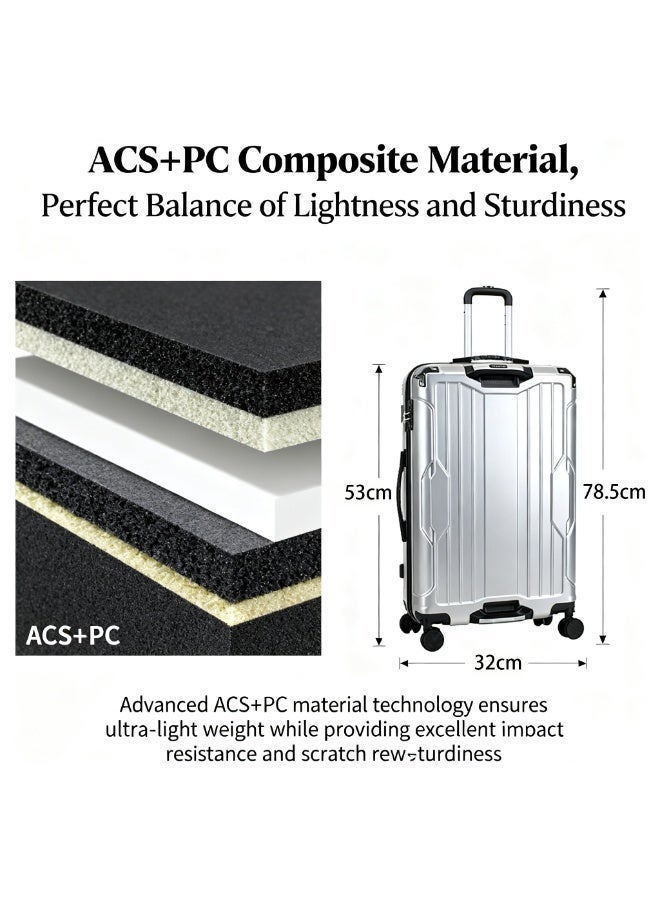 Prosperity Lightweight Luggage, ACS+PC Material, Foldable Cup Holder, TSA Lock, 20"/24"/28", Silent Spinner Wheels Suitcase - Image 5