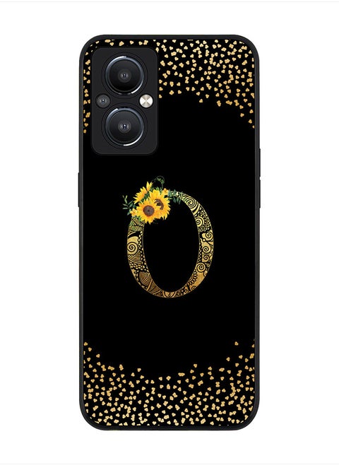 Rugged Black edge case for Reno8 Z 5G /Reno8 Lite 5G /Reno7 Z 5G, Slim fit Custom Monogram Initial Letter Mandala Floral Pattern Alphabet-O (Black)