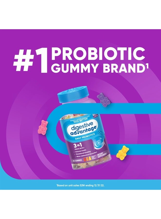 Digestive Advantage Probiotic Gummies For Digestive Health, Daily Probiotics For Women & Men, Support For Occasional Bloating, Minor Abdominal Discomfort & Gut Health, 80ct Natural Fruit Flavors - Image 2